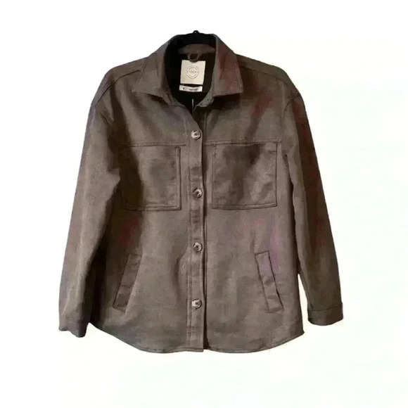 Stoosh Faux Suede Shacket Shirt Jacket Women’s Size Medium NWT - Picture 1 of 6